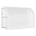 10' x 5' x 7' Outdoor Walk-In Greenhouse, Plant Nursery with Zippered Doors, PE Cover and 3 Wire Shelves, White