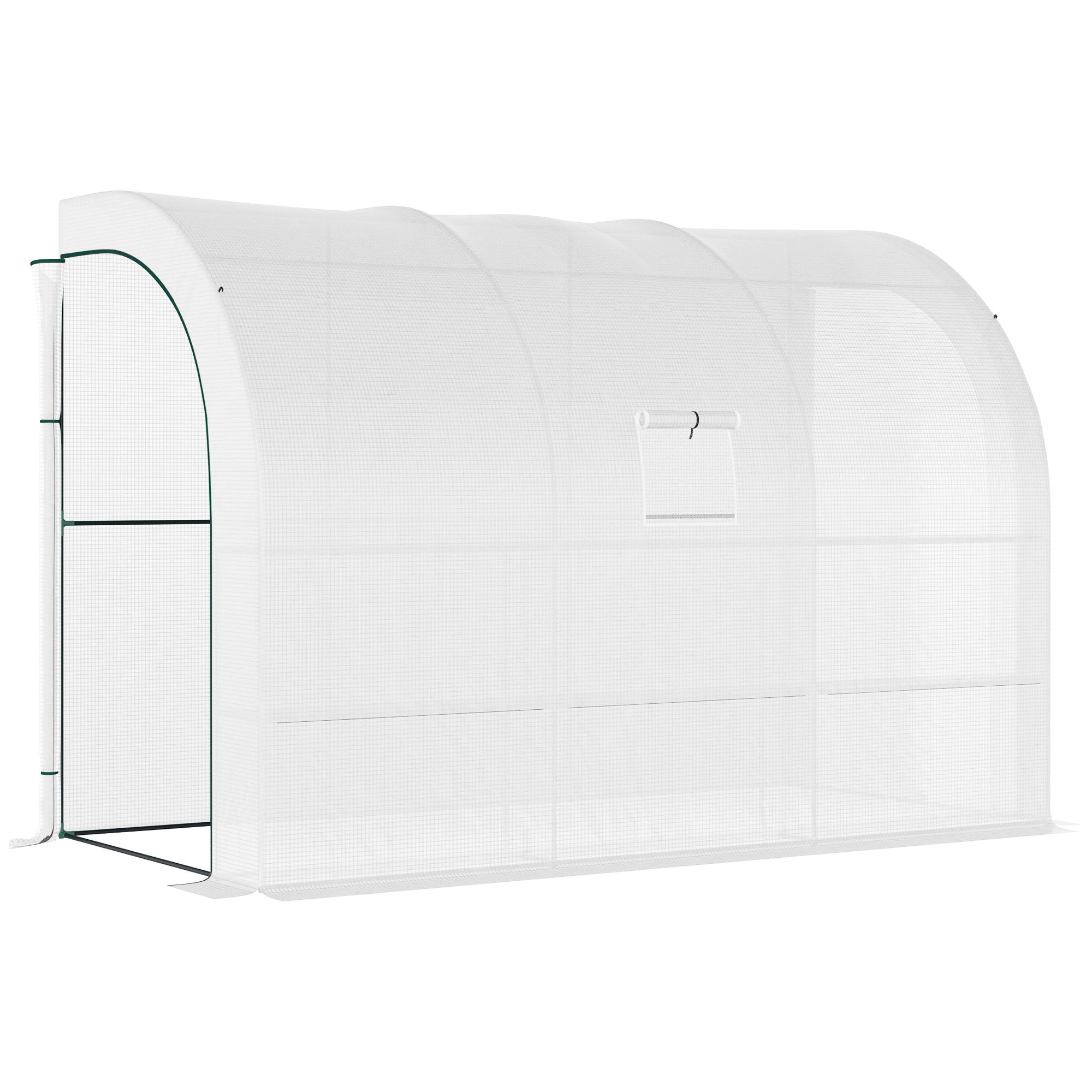 10' x 5' x 7' Outdoor Walk-In Greenhouse, Plant Nursery with Zippered Doors, PE Cover and 3 Wire Shelves, White