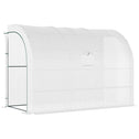 10' x 5' x 7' Outdoor Walk-In Greenhouse, Plant Nursery with Zippered Doors, PE Cover and 3 Wire Shelves, White