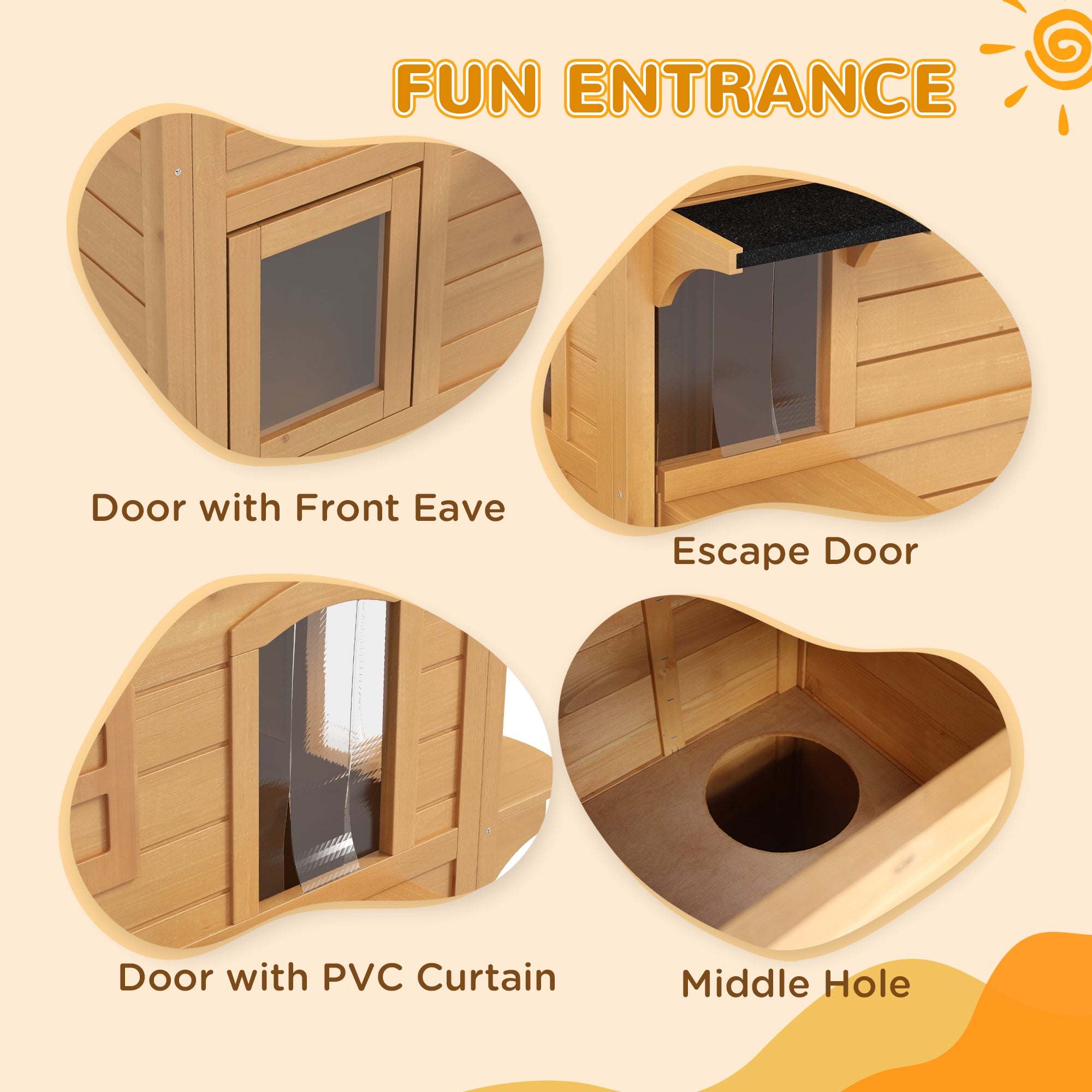 2-story Cat House Outdoor, Weatherproof Wooden Cat Enclosure for Feral Cats with Escape Door, Openable Roof, Jumping Platforms, Natural