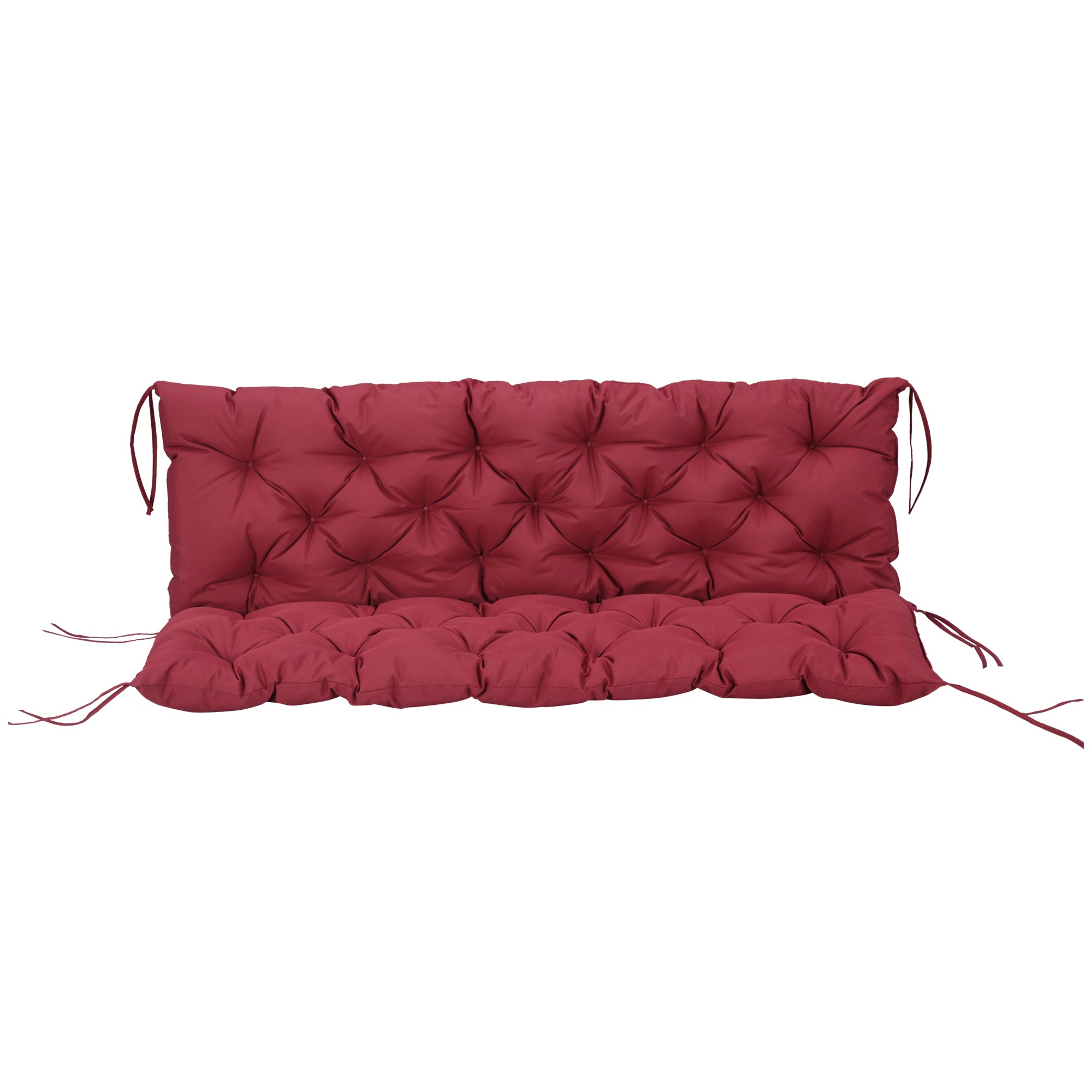 59" x 38" Tufted Bench Cushion for Outdoor Furniture, 3-Seater Replacement for Swing Chair, Patio Sofa/Couch, Wine Red