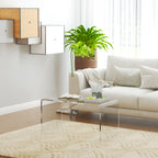 32" Acrylic Coffee Table, 0.6" Thick Rectangle Waterfall Center Table for Living Room, Modern, No Assembly Required, Clear