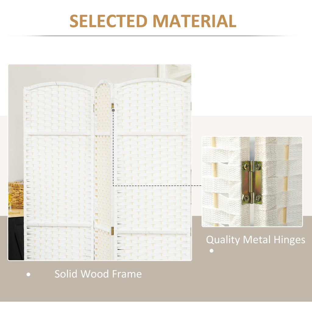 Folding Room Divider Screen 6 Panel 5.6 ' Tall Privacy Screen Freestanding Room Partition for Home Office, White