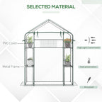 Outdoor Walk-in Mini Greenhouse with Mesh Door & Windows, Small Portable Garden Green House with 3 Tiers 6 Shelves, Trellis, & Plant Labels