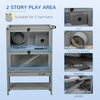 Wooden Hamster Cage with Storage Shelf, Large Rat Mouse Habitat Including Seesaw, Small Animal Cage with Sliding Tray, Wide Ramp for Racing, Running Wheel, 35.5" H