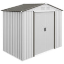 7x4 Garden Shed, Storage Shed with 4 Vents & 2 Sliding Doors, Garden Tool House for Backyard, Patio, Garage, Lawn,White