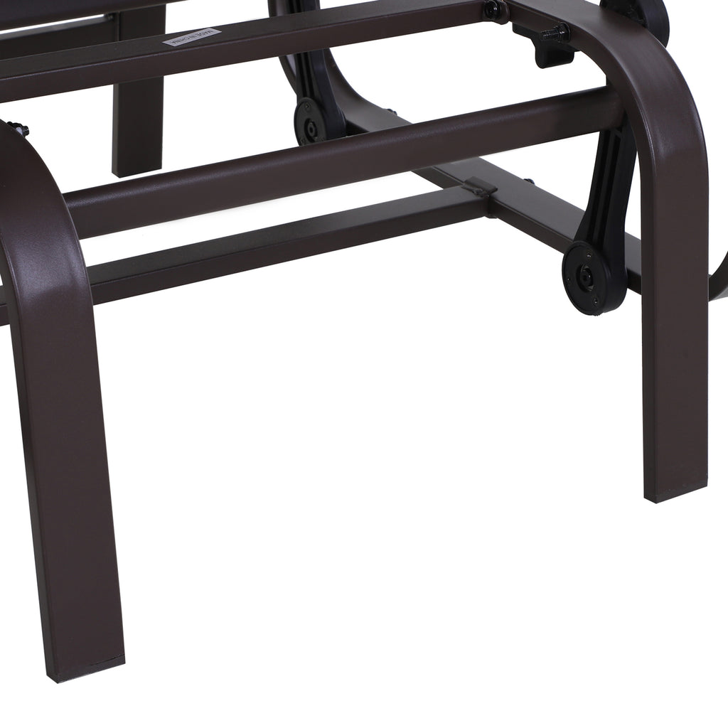 1-Person Outdoor Glider Swing, Single Rocker, Ergonomic Head Support, with Lightweight Metal & Mesh Construction, Supports Up to 352 lbs., for Backyard, Garden, Porch, Brown