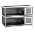 54" 2-Story Large Rabbit Hutch Bunny Cage Wooden Pet House Small Animal Habitat with Lockable Doors, No Leak Tray and waterproof Roof for Rabbits, Chickens, Ducks, Outdoor/Indoor Dark Gray
