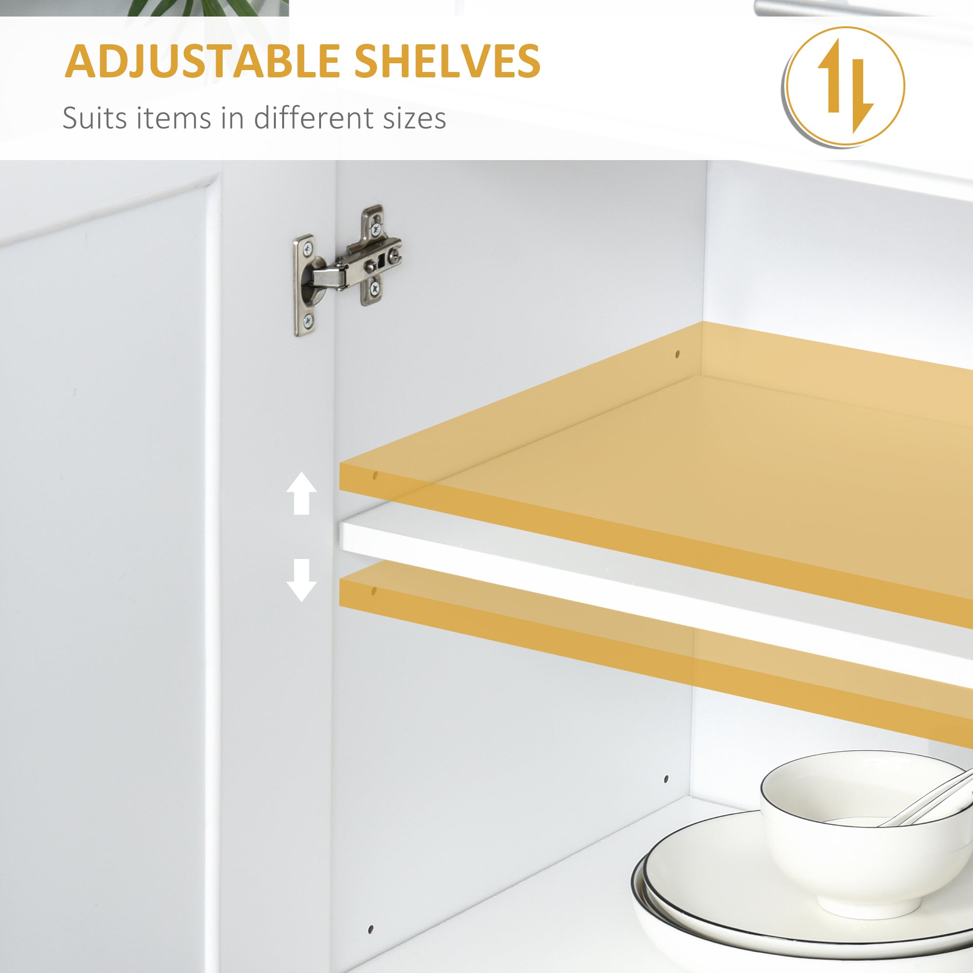 White Pantry Cabinet with Adjustable Shelving for Kitchen, Perfect for Family, White