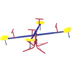 Kids Seesaw Swivel Teeter Totter with 360° Spinning, 4 Seater Seesaw Outdoor Playground Equipment for Backyard, Boys and Girls Aged 3-8 Years Old