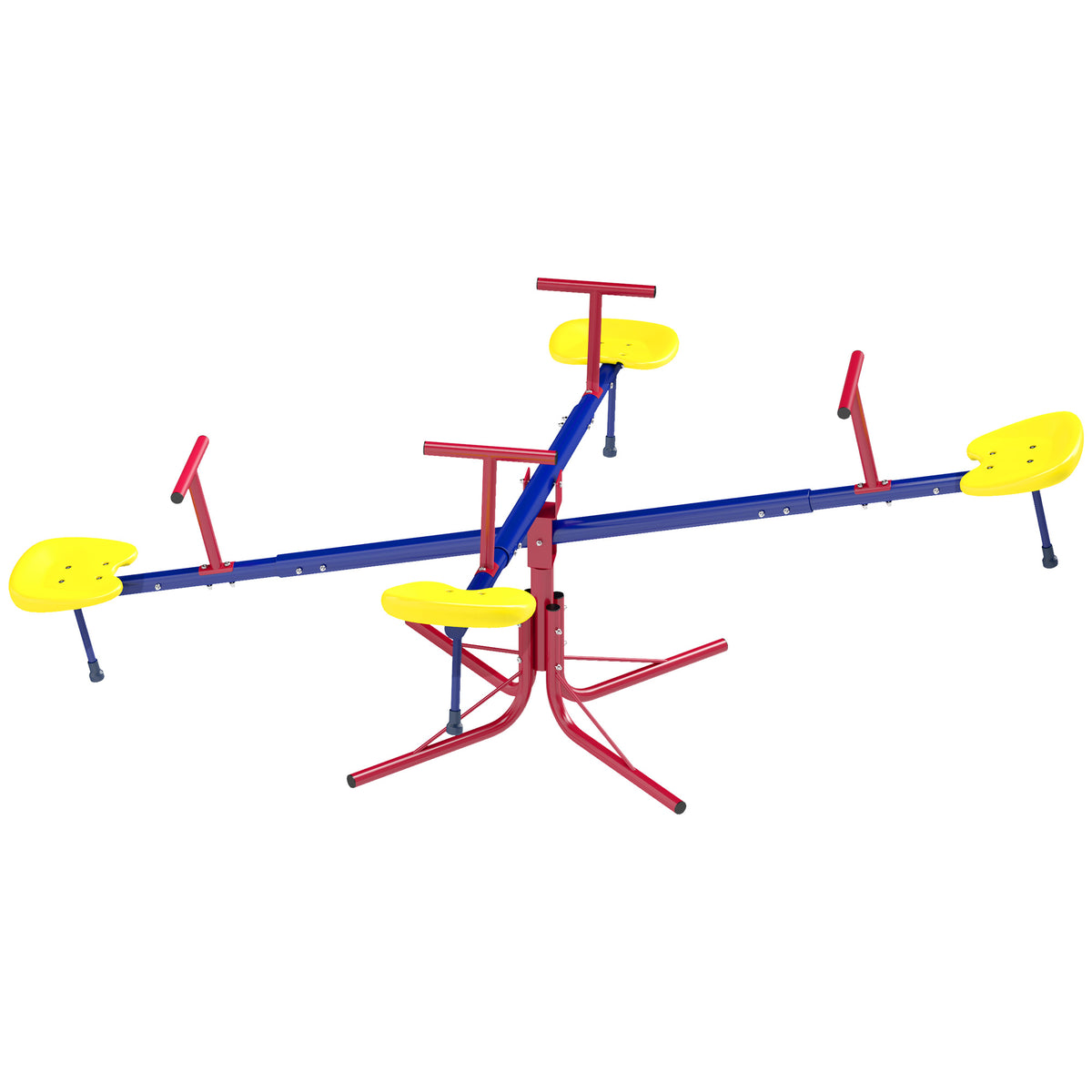 Kids Seesaw Swivel Teeter Totter with 360° Spinning, 4 Seater Seesaw Outdoor Playground Equipment for Backyard, Boys and Girls Aged 3-8 Years Old