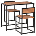 3-Piece Industrial Dining Table Set for 2, Kitchen Table and Chairs, Dining Room Sets for Small Spaces, Rustic Brown