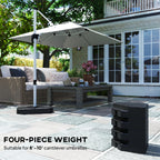 Offset Umbrella Base Outdoor Umbrella Weights, 132 lb. Capacity Water or 176 lb. Capacity Sand, Black