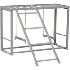 Chicken Activity Play with Swing Set for 3–4 Birds, Wooden Chicken Coop Accessory with Multiple Perches & Hen Ladder, Gray