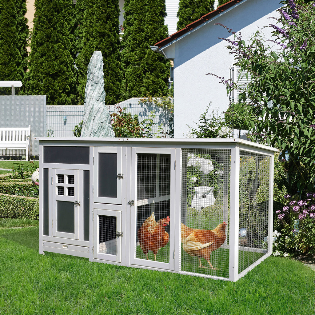 63" Chicken Coop Wooden Chicken House Rabbit Hutch Poultry Cage Hen Pen Backyard PC Roof with Run Box
