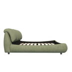 Queen Size Upholstered Bed with Oversized Padded Backrest, Solid Wood Frame, Adjustable Mattress Heights, 96.5" L x 70" W x 43.5" H, Green