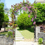 8 Styles Freely Assembled Arch Trellis with Gothic Spire Design, Metal Garden Arbor for Climbing Plants, 59" L x 15.5" W x 98.5" H, Black