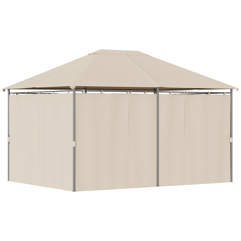 10' x 13' Outdoor Patio Gazebo Canopy Shelter with 6 Removable Sidewalls, & Steel Frame for Garden, Lawn, Backyard and Deck, Khaki
