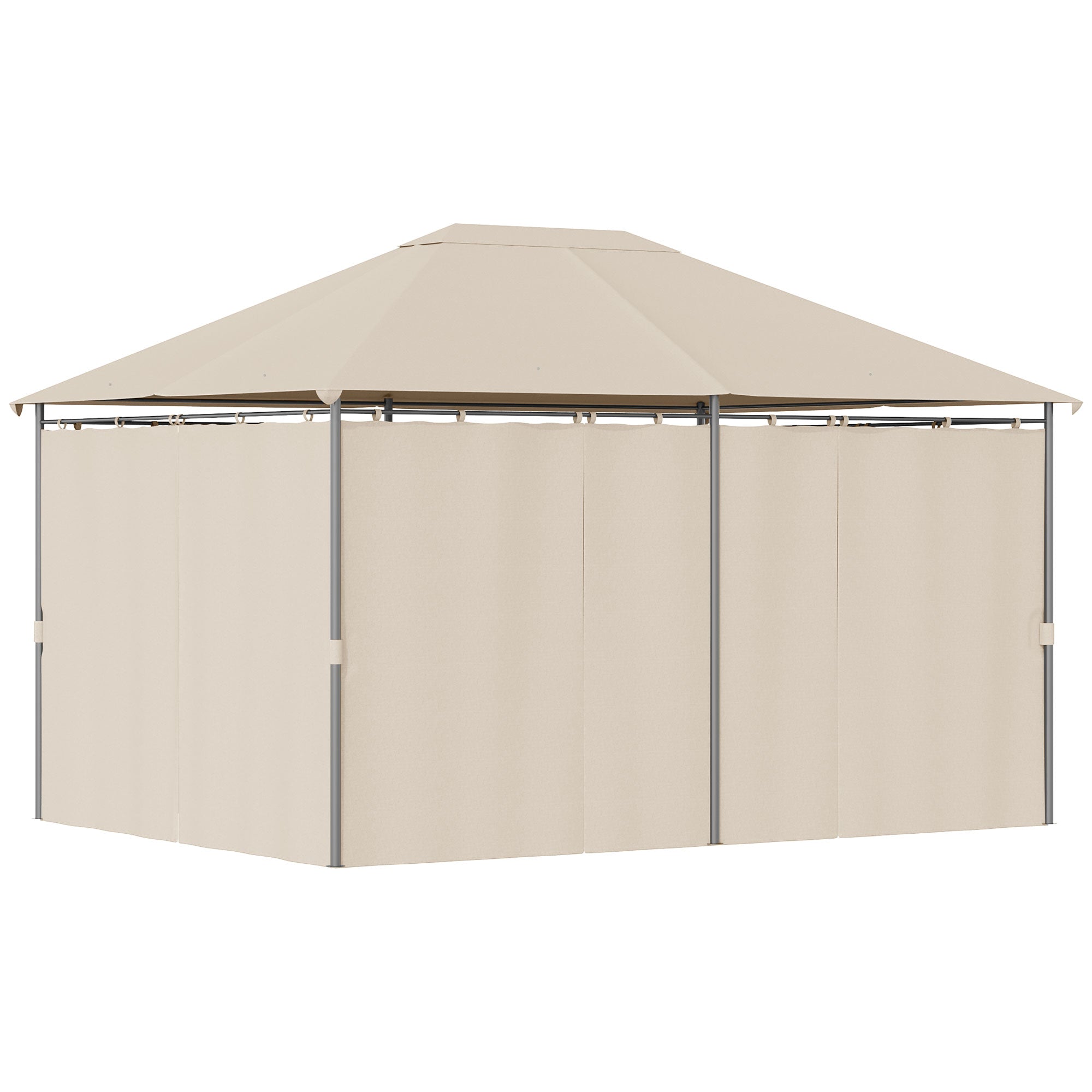 10' x 13' Outdoor Patio Gazebo Canopy Shelter with 6 Removable Sidewalls, & Steel Frame for Garden, Lawn, Backyard and Deck, Khaki