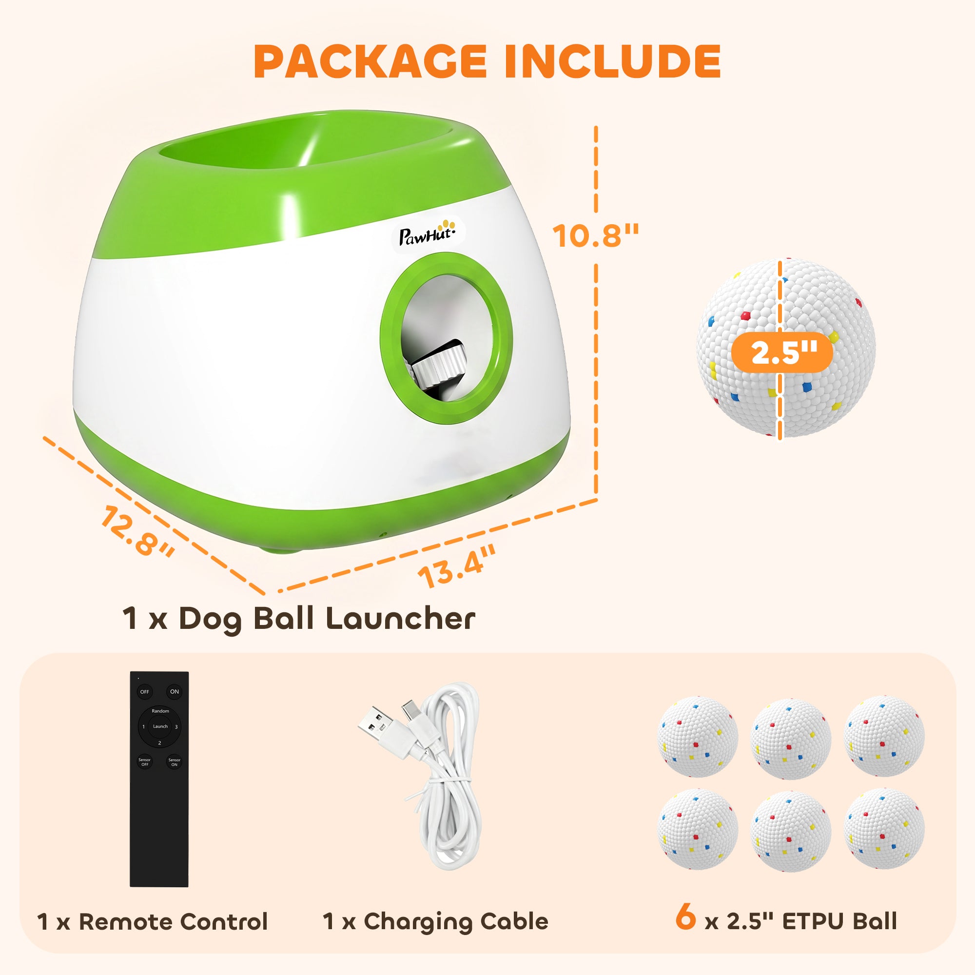 Automatic Dog Ball Launcher with 26-80 FT Distance, Automatic Ball Launcher for Medium and Large Dogs, Green