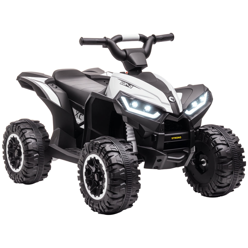 Kids ATV 4 Wheeler, 12V Kids Ride On Toy with Dual Motors, High & Low Speed, Music, Headlights, Up to 3.7 MPH, White