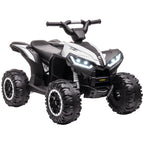 Kids ATV 4 Wheeler, 12V Kids Ride On Toy with Dual Motors, High & Low Speed, Music, Headlights, Up to 3.7 MPH, White