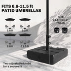 Umbrella Stand for 1.5", or 1.9" Umbrella Poles, Fillable Umbrella Base, Black