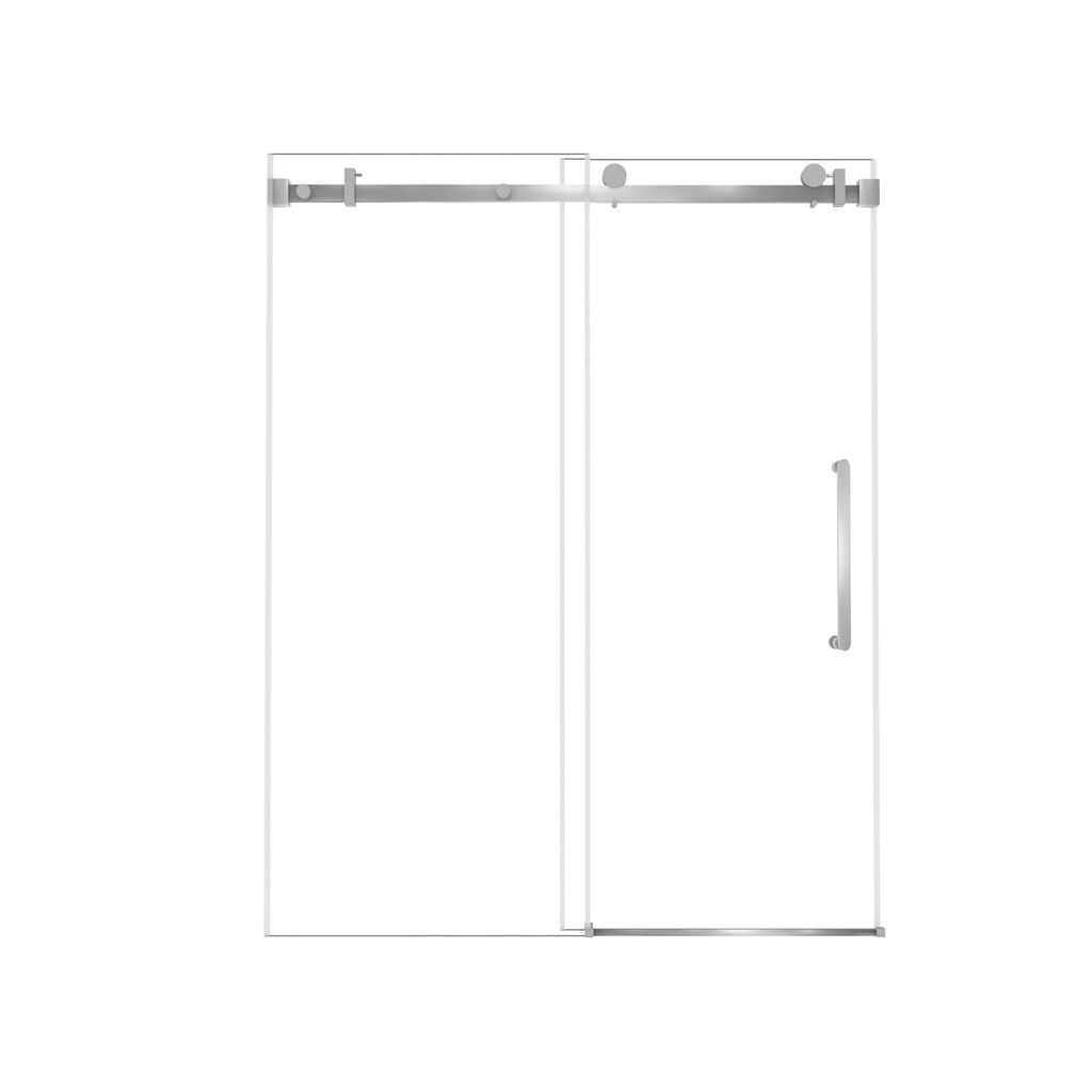 Frameless Shower Door with Anti-Shatter Safety Film and Bottom Water-Blocking Strip, Panel for Bathroom, 60" L x 0.5" W x 76" H, Brushed Nickel