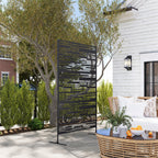 78" H x 48" W Metal Outdoor Privacy Screen, Freestanding Decorative Privacy Fence Screen for Balcony, Black