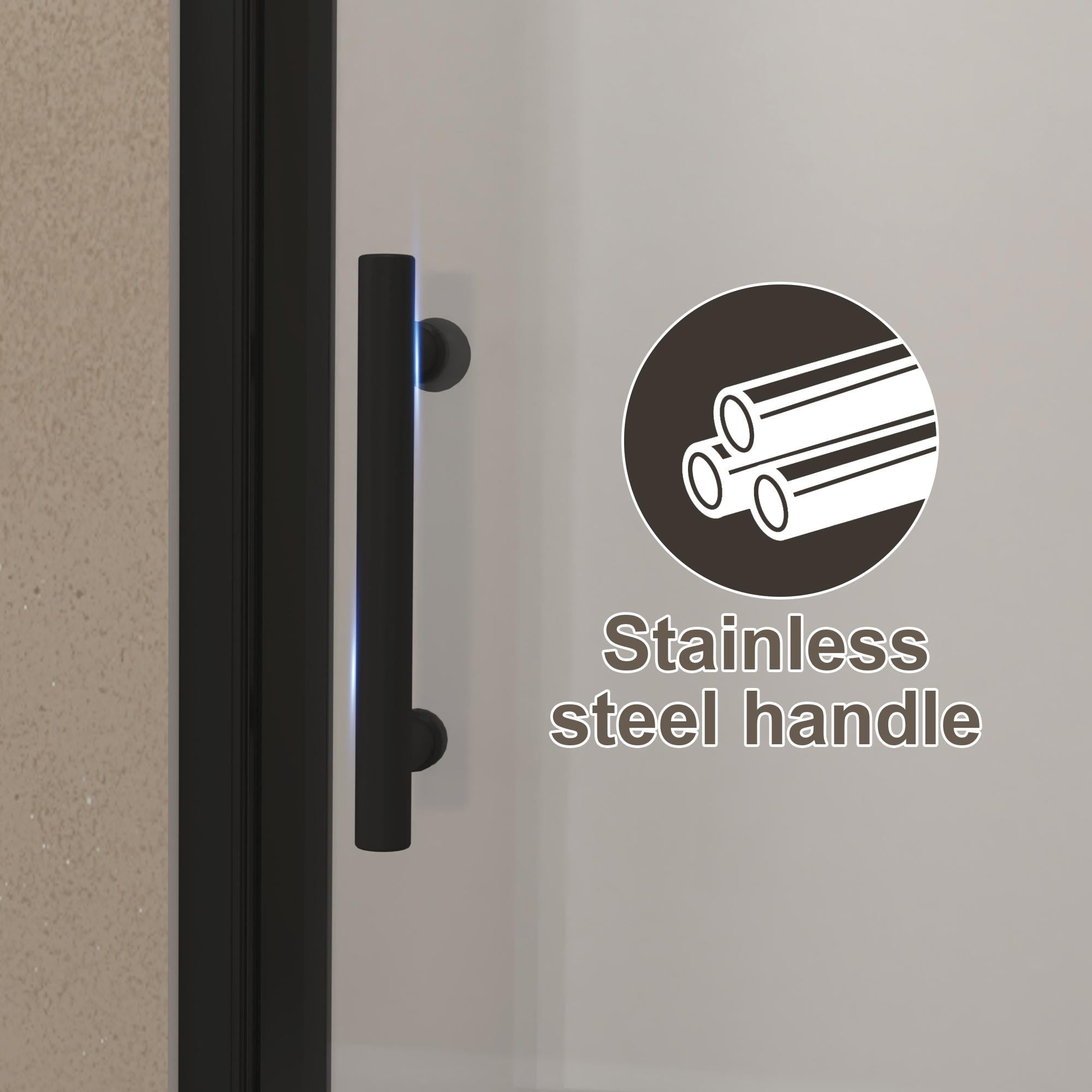 36" Pivot Shower Door with Protective Safety Film and Raised Water-Stop Strip, Swinging Panel for Bathroom, 36" L x 0.5" W x 72" H, Matte Black