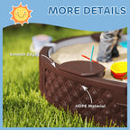 47" Round Kids Sandbox with Cover, 3 Seats, Waterproof Bottom Liner, for Backyard, Lawn, Garden, Beach, Patio, Brown