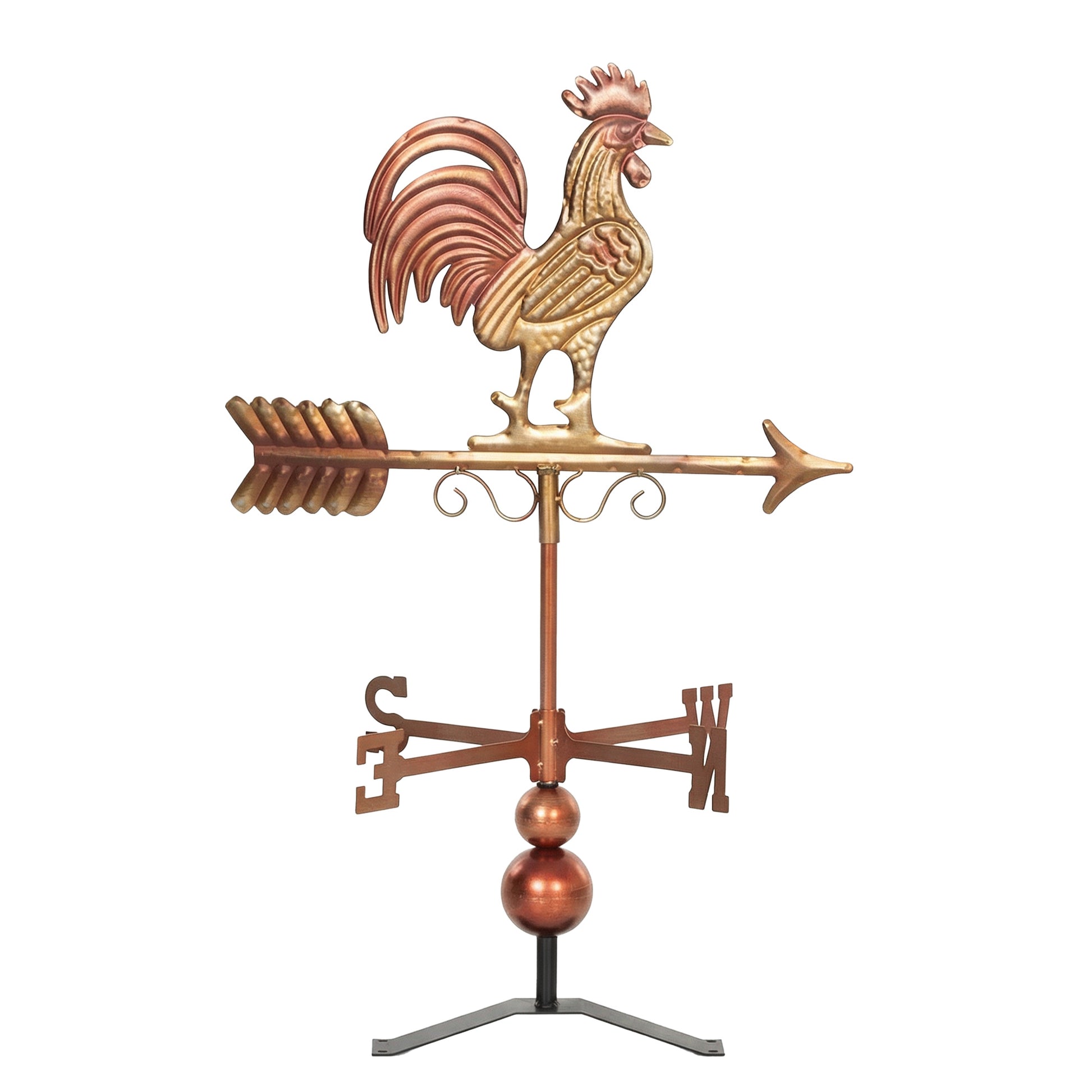 Metal Rooster Weathervane, Roof Mount Wind Direction Indicator, Outdoor Weather Vanes