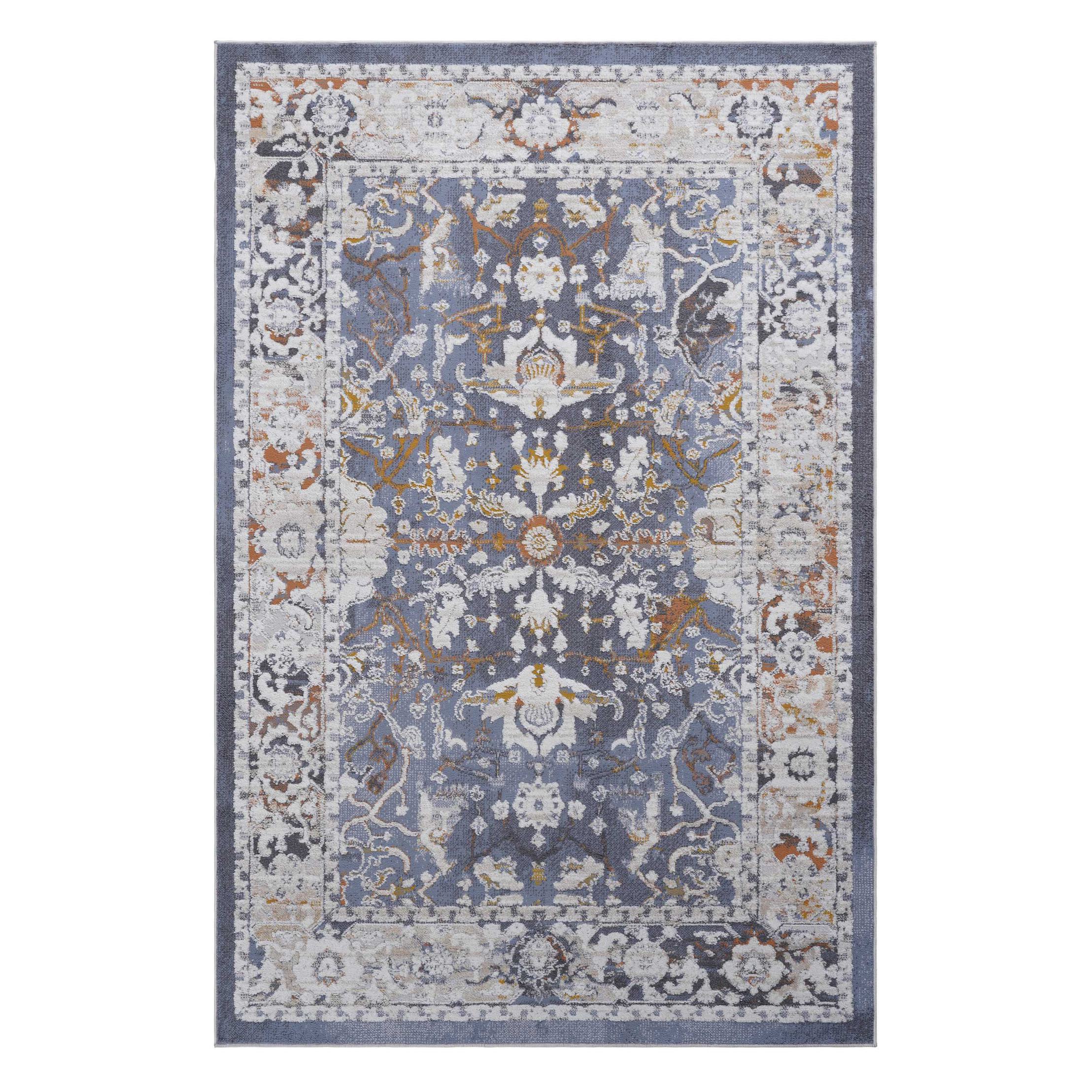 Naar 5x7 Traditional Stain-Resistant Area Rug with Non-Shedding Design and Cotton Backing, Kid and Pet-Friendly Carpet, 90" L x 63" W x 0.3" H, Blue