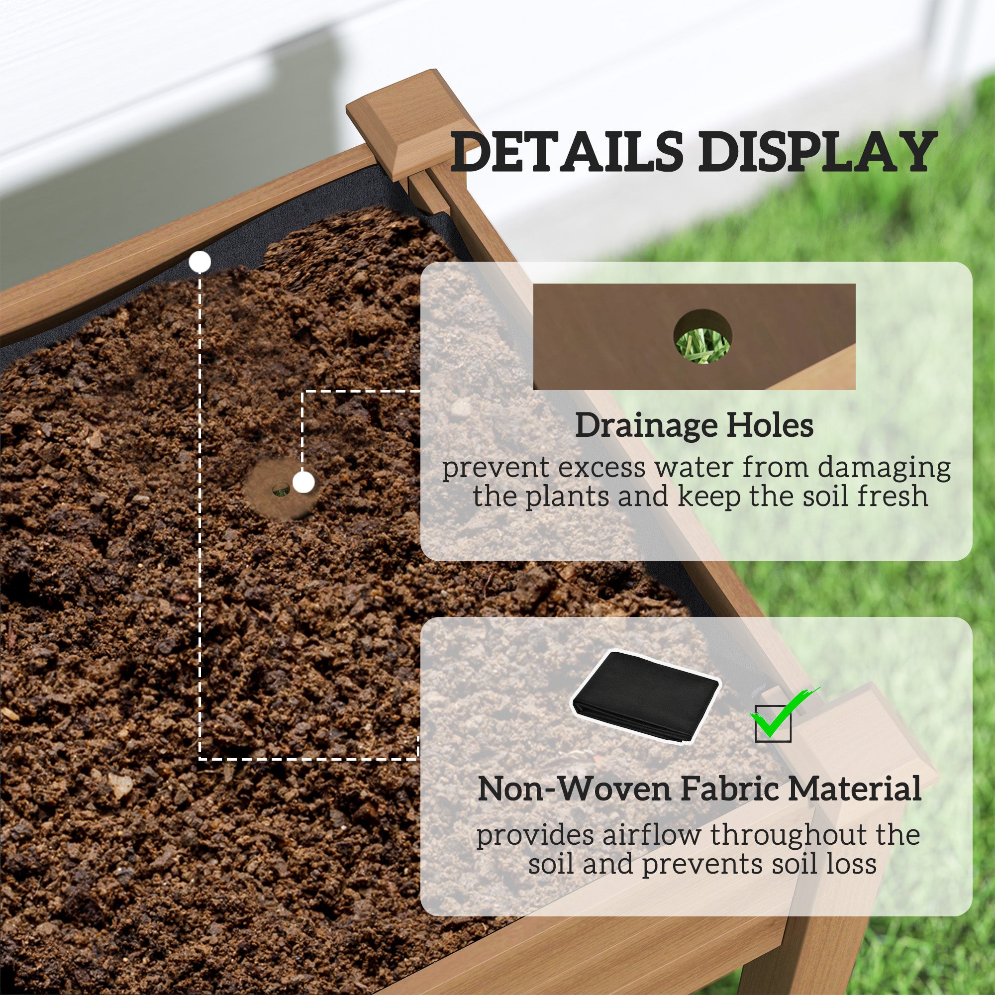 Raised Garden Bed with PE Greenhouse Cover Outdoor Planter Box for Herbs and Vegetables, 48 x 22 x 46 inch, Brown