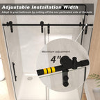 Sliding Bathtub Door with Waterproof Seals and Tempered Glass, Bathroom Door with Towel Bar Handle, 54" L x 0.5" W x 76" H, Matte Black