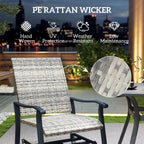 Wicker Rattan Swivel Patio Glider Chair Set of 2, Outdoor Glider Chair with Steel Frame, High Back, Armrests, Yellow