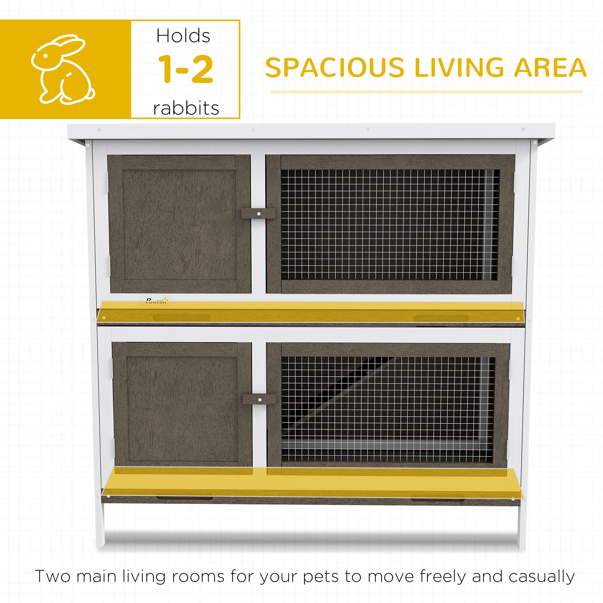 Wooden Bunny Hutch with Ramp, Indoor/Outdoor, Brown