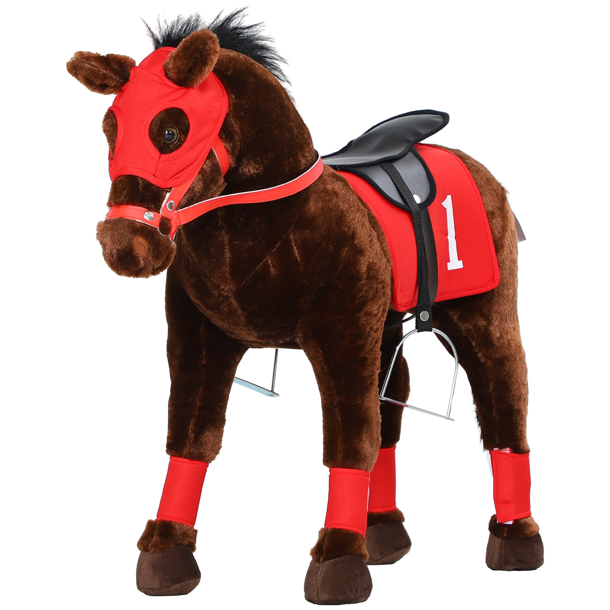 Ride on Horse for Kids 3-8 Years Old w/ Neighing Sound, Saddle & Stirrups