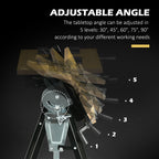 Work Bench Tool Stand with Adjustable Height and Angle, Carpenter Saw Table with 4 Clamps, Steel Frame, 220lbs Capacity