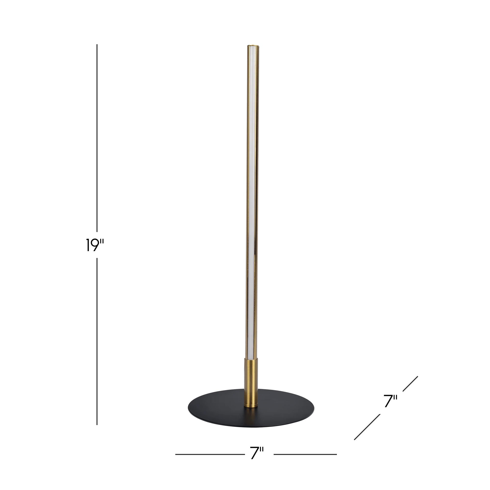LED Table Lamp with On/Off Switch, Round Metal Base, Energy-Efficient Lighting, Ideal for Home Decor, 7" L x 7" W x 19" H, Black+Gold