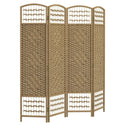 4 Panel Folding Room Divider Portable Privacy Screen Wave Fiber Room Partition for Home Office Natural