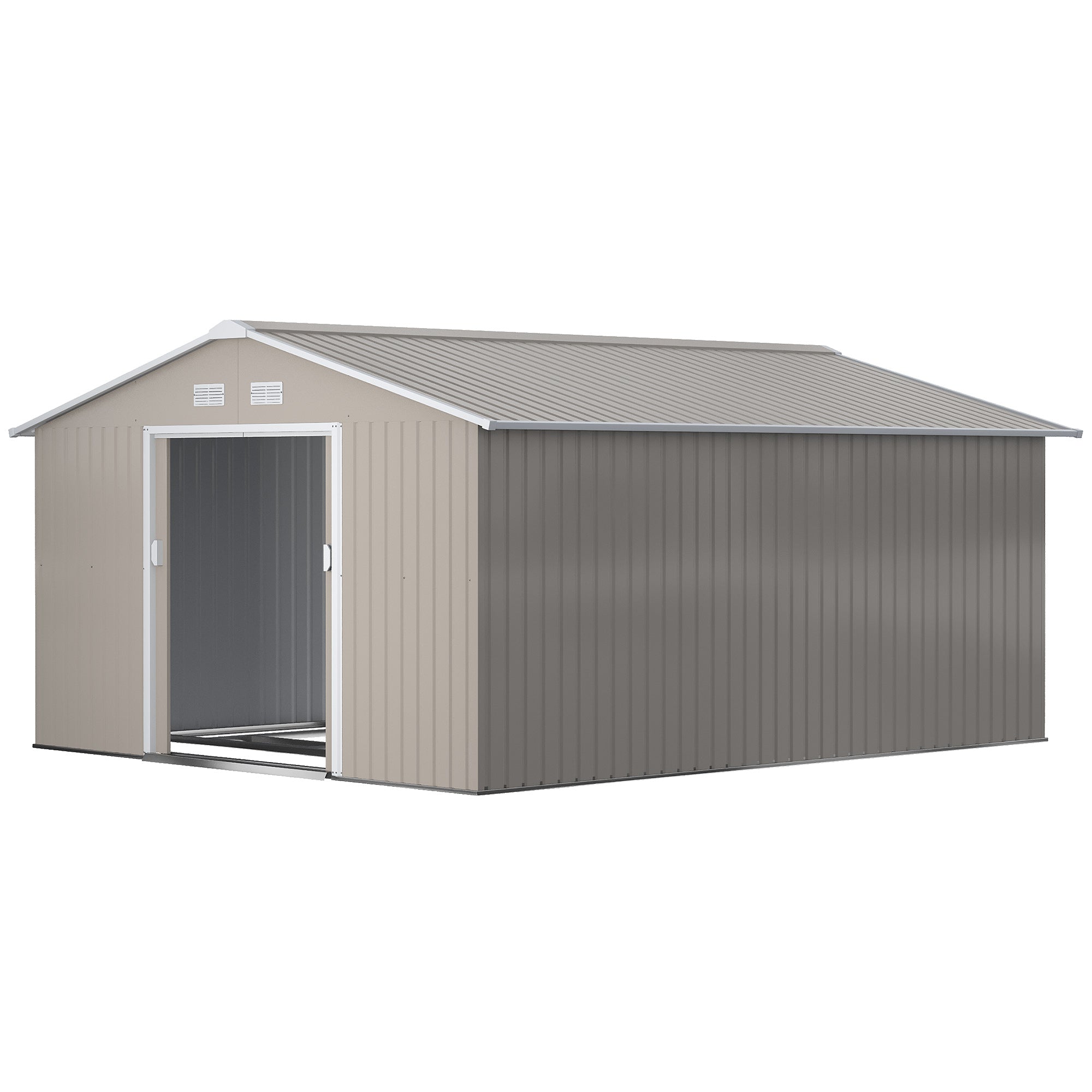 Garden Metal Shed, Storage Shed Utility Storage with Double Locking Doors for Bike, Yard Tools, Light Gray