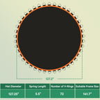 Trampoline Replacement Mat, Fits 12' Trampoline w/ 72 V-Hooks & 5.5" Springs (Spring & Frame not Included), Orange