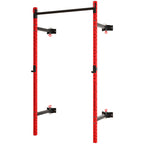 Folding Squat Rack with Pull Up Bar, Wall Mounted and Adjustable, 1000 Pounds Capacity Power Rack, Red