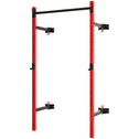Folding Squat Rack with Pull Up Bar, Wall Mounted and Adjustable, 1000 Pounds Capacity Power Rack, Red