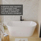 55" Freestanding Acrylic Soaking Bathtub with Double-Wall Insulation for Heat Retention, Tub for Bathroom, 55" L x 29.50" W x 23.5" H, Gloss White