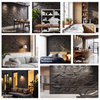 8-Pack 3D Faux Stone Wall Panels, Lightweight Polyurethane Panels for Interior and Exterior Accent Walls, Black
