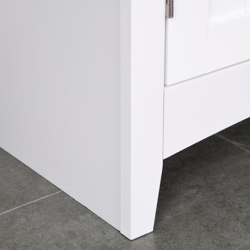 Kitchen Buffet Hutch Cabinet, Freestanding Kitchen Pantry Storage Cabinet Cupboard with Framed Glass Door, Drawer and Microwave Space, White