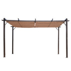 10' x 13' Aluminum Patio Pergola with Retractable Pergola Canopy, Backyard Shade Shelter for Porch, Outdoor Party, Garden, Grill Gazebo, Brown