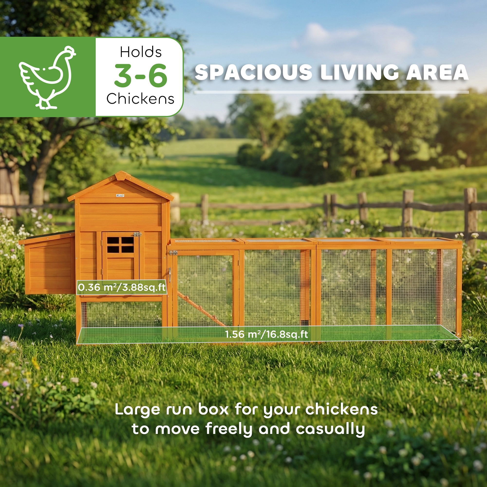 Extra Large Run Included Chicken Coop with Removable Tray Orange